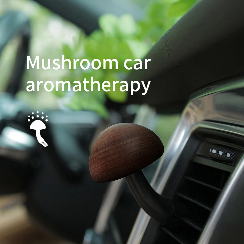 

Creative Car Air Freshener Natural Solid Wood Mushroom Shape Car Perfume Auto Interior Accessories Perfume Diffuse Car Accessory