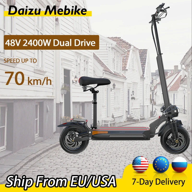 70 km/h Electric Scooter High Speed Dual Motor Electric Scooter Adult with Seat Remote Key 48V 2400W Powerful patinete electrico
70 km/h Electric Scooter High Speed Dual Motor Electric Scooter Adult with Seat Remote Key 48V 2400W Powerful patinete electrico