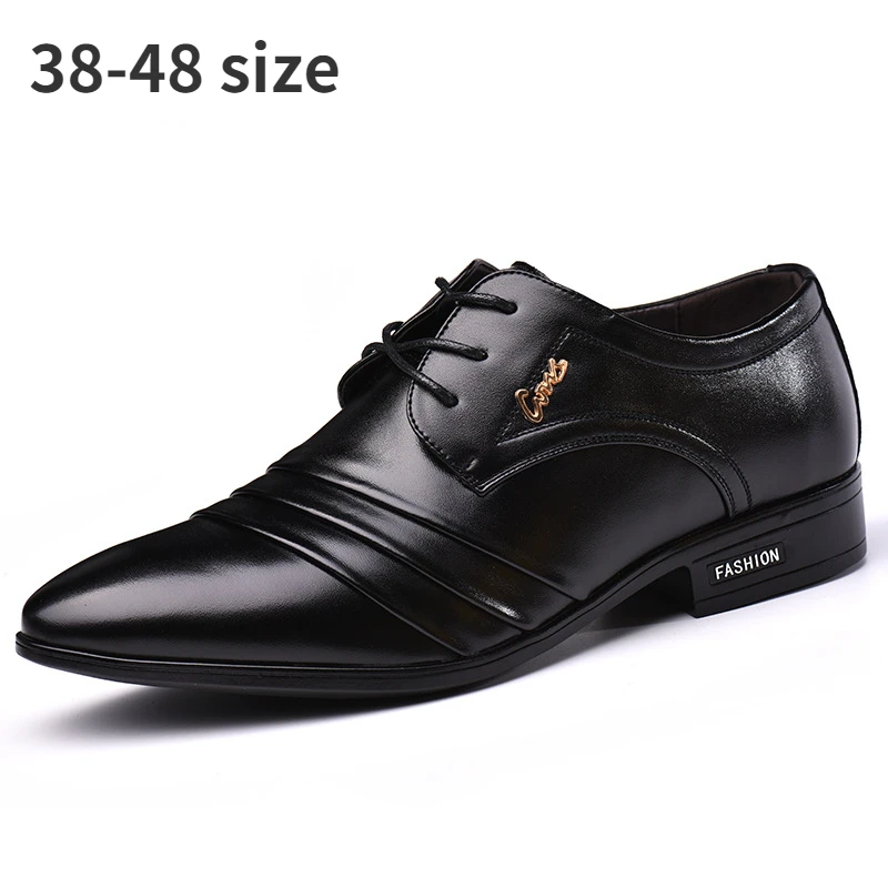 Mens Leather Shoes Luxury Casual Oxford Shoes for Men Black Pointed Toe Dress Shoes Male Wedding Footwear Plus Size 46
Mens Leather Shoes Luxury Casual Oxford Shoes for Men Black Pointed Toe Dress Shoes Male Wedding Footwear Plus Size 46