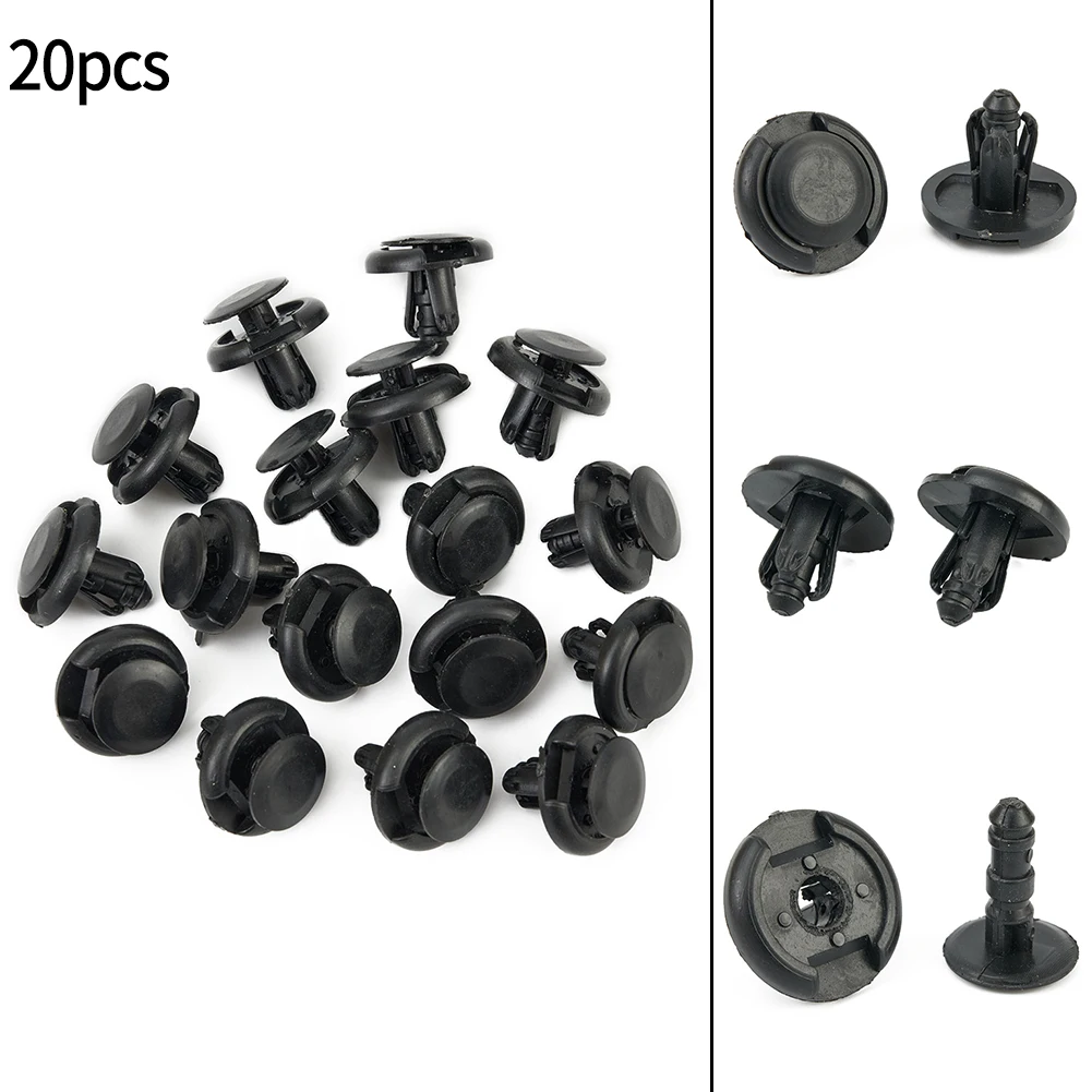 

20pcs Fender Splash Shield Push Rivet Fastener Retainer Clips For Toyota Widely Application Car Interior Black Trim Clips