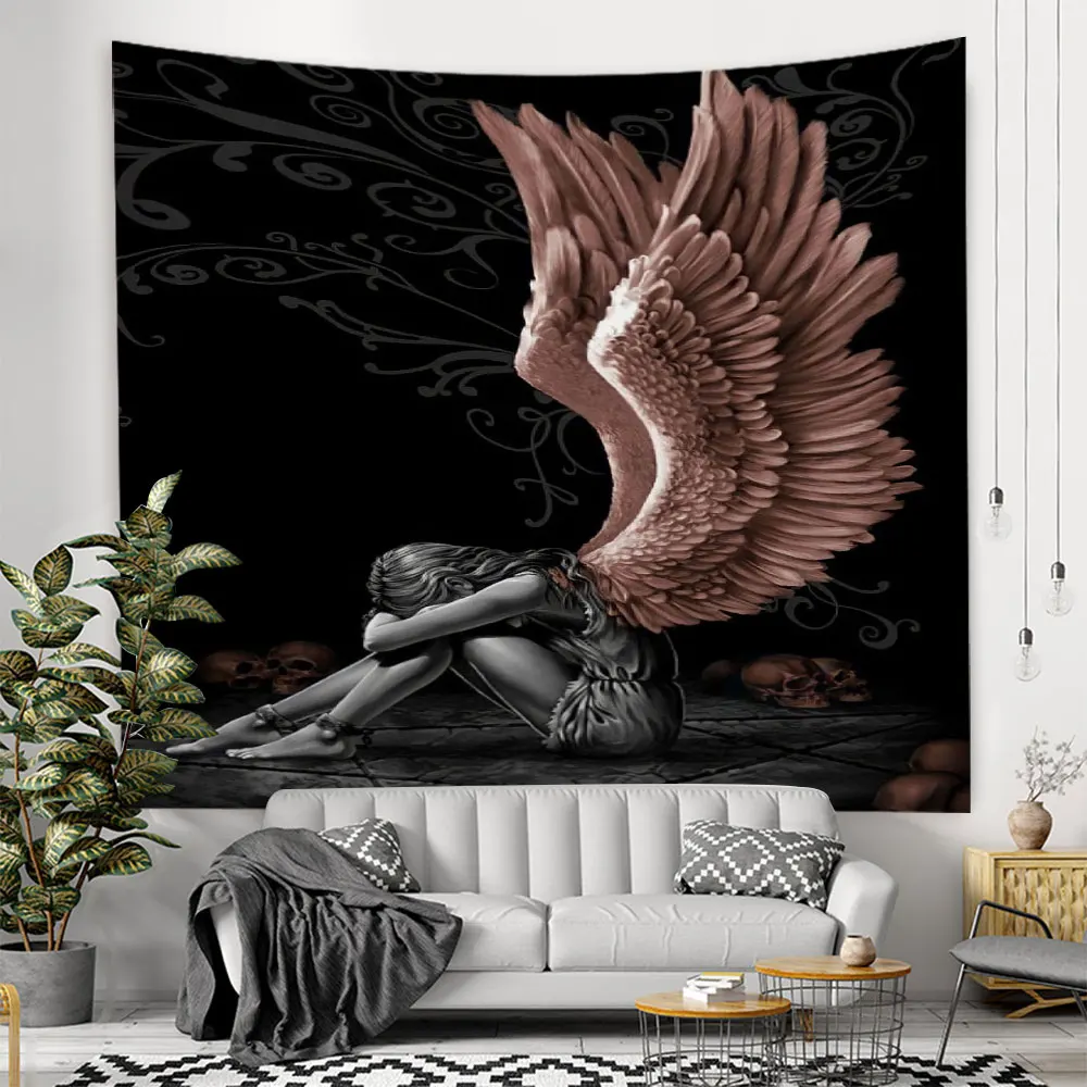 Devil Girl Tapestry Wall Hanging Black Skull Beautiful Wings Girl Tapestry Wall Cloth Carpet Bed Cover For Bedroom Living Room
Devil Girl Tapestry Wall Hanging Black Skull Beautiful Wings Girl Tapestry Wall Cloth Carpet Bed Cover For Bedroom Living Room