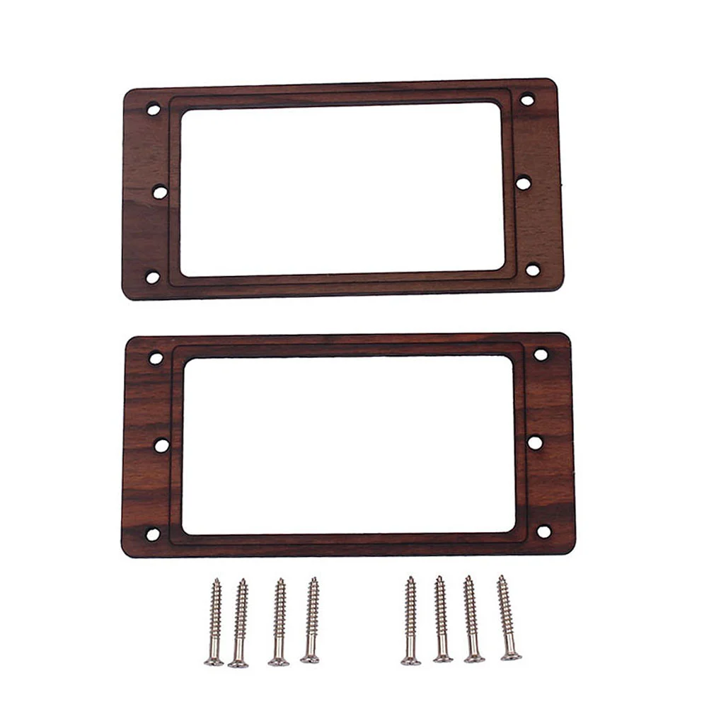 

2pcs Rosewood Double Coil Electric Guitar Pickup Ring Humbucker Frame Mounting Ring With 8 Screws GB305L (Brown)