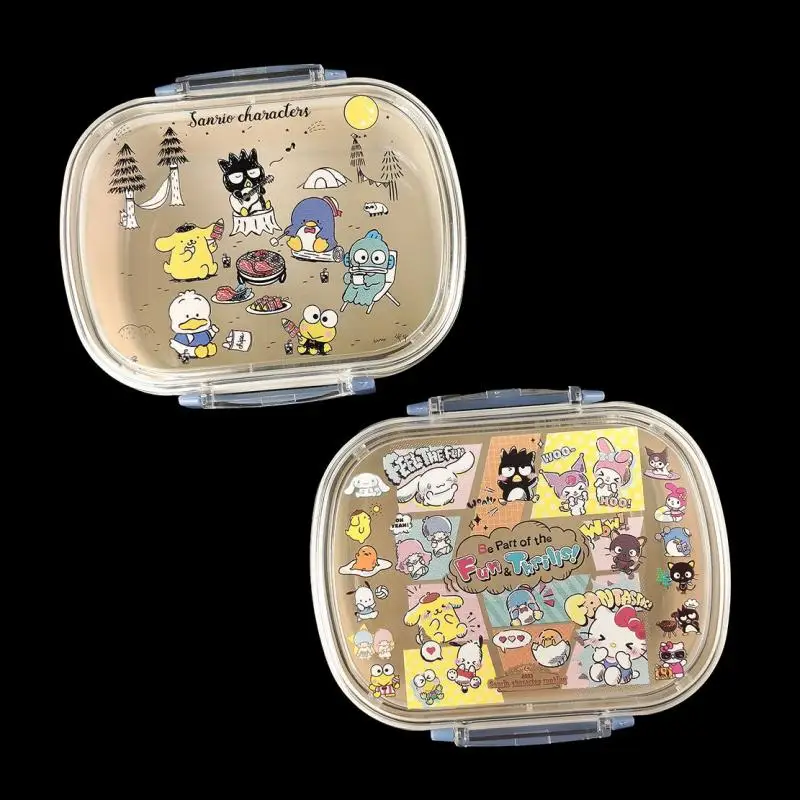 

Ланч-бокс Sanrio Hello Kittys, мультяшный пищевой бокс Kuromi My Melody Cinnamoroll, снэки, фрукты, десерты, коробка для бэнто, пищевой контейнер для хранения