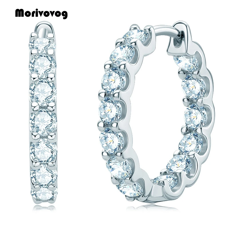Morivovog 100% 925 Sterling Silver 3mm Round Real Moissanite Hoop Earring for Women Four Claws Sparkling Luxury Wedding Jewelry
Morivovog 100% 925 Sterling Silver 3mm Round Real Moissanite Hoop Earring for Women Four Claws Sparkling Luxury Wedding Jewelry