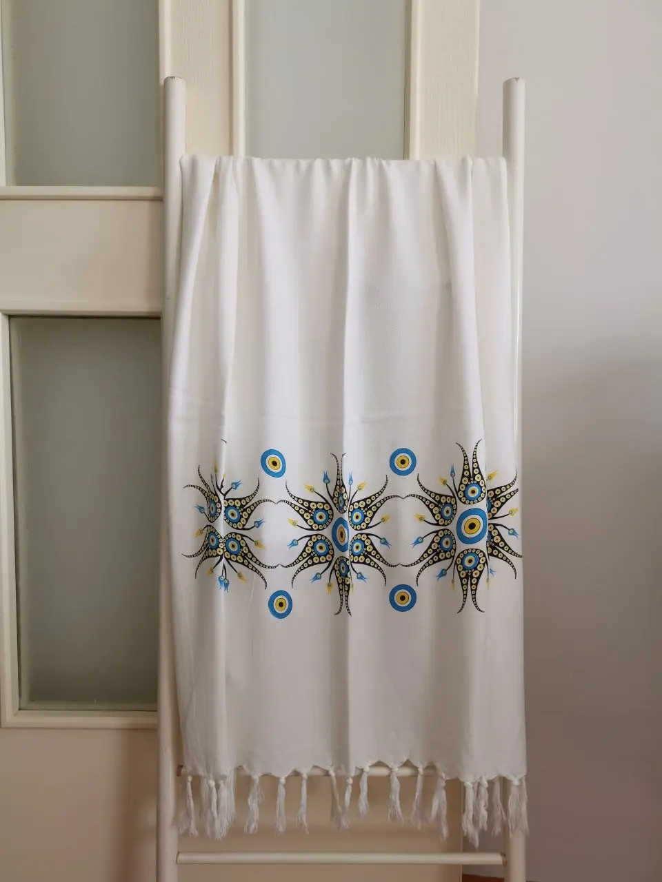 Evil eyes Printed Fringed Baths Peştemali Bath Towel Beach Sauna Spa 95x180 Peshtemal White
Evil eyes Printed Fringed Baths Peştemali Bath Towel Beach Sauna Spa 95x180 Peshtemal White