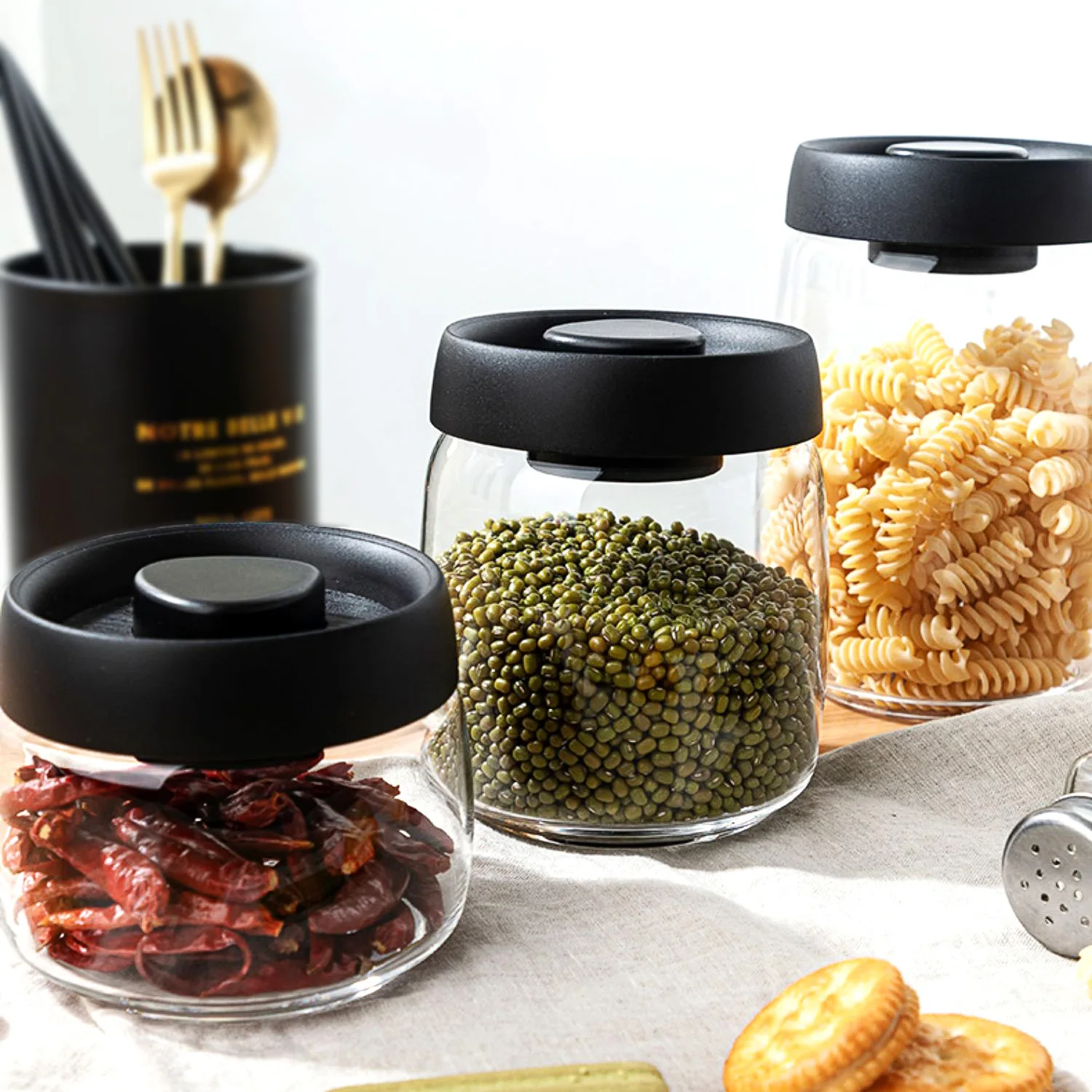 3PCS Round Glass Sealing Tank Kitchen Vacuum Storage Box Grain MoistureProof Press Tank Airtight Sealed Container Coffee Storage 
3PCS Round Glass Sealing Tank Kitchen Vacuum Storage Box Grain MoistureProof Press Tank Airtight Sealed Container Coffee Storage