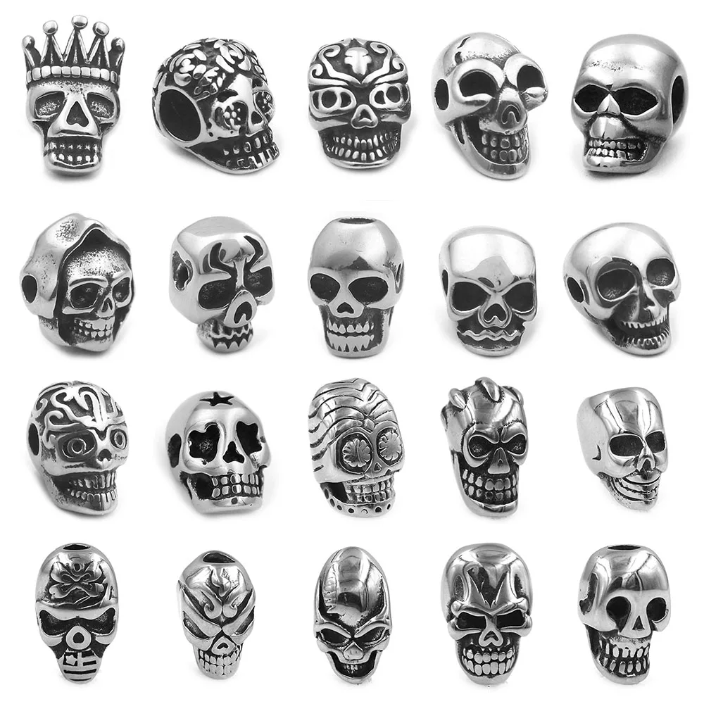 2-5mm Hole 316l Stainless Steel Punk Style Skull Head Beads Charms for Men String Bracelets Jewelry Making
2-5mm Hole 316l Stainless Steel Punk Style Skull Head Beads Charms for Men String Bracelets Jewelry Making