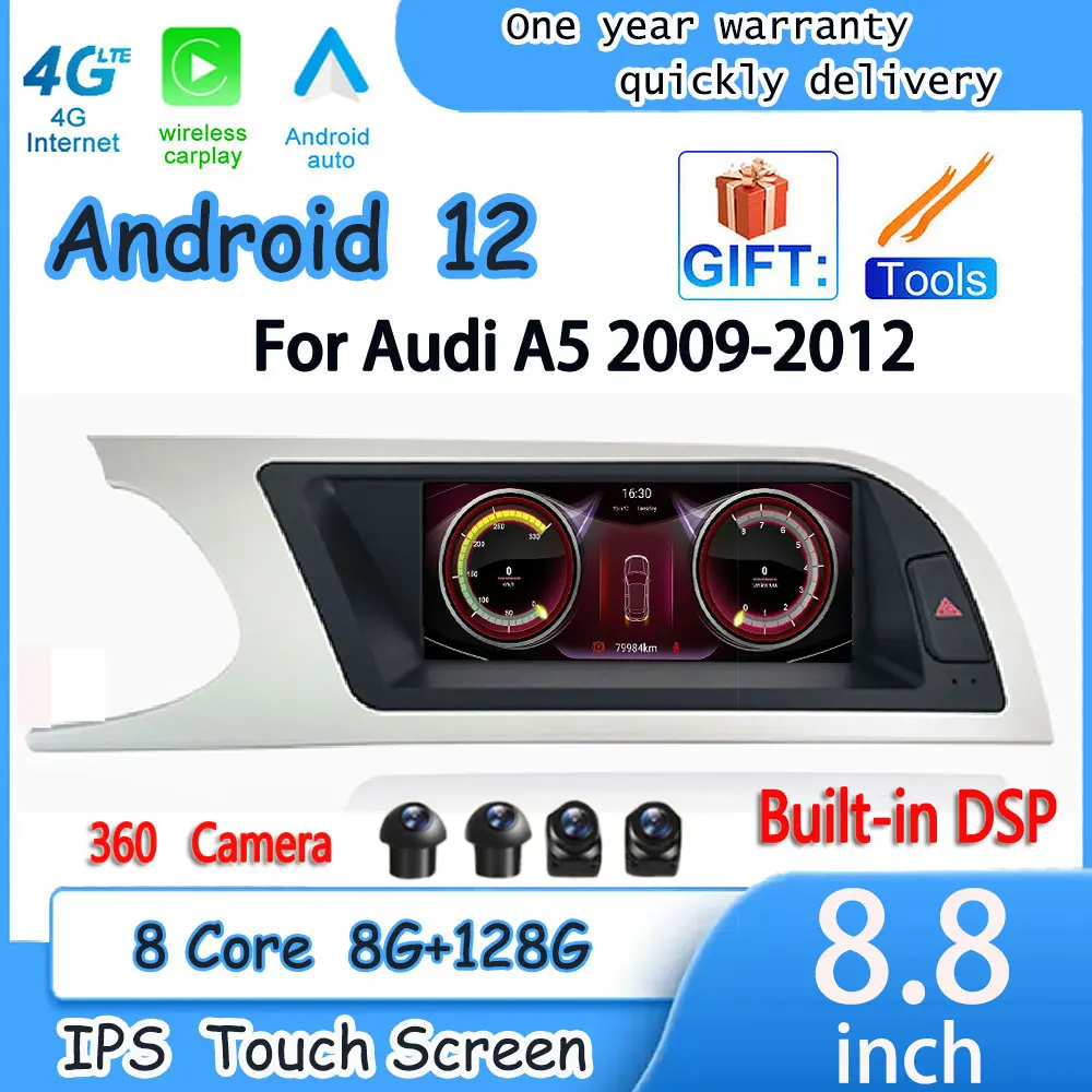 8.8 Inch Touch Screen Android 12 Carplay Monitors Car Display Accessories Multimedia Radio Player For Audi A5 2009-2012
8.8 Inch Touch Screen Android 12 Carplay Monitors Car Display Accessories Multimedia Radio Player For Audi A5 2009-2012