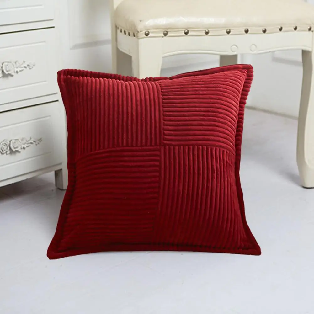 

Pressed Edge Pillowcase Corduroy Pillowcase Soft Stylish Home Decoration Pillow Cushion Cover Plush Corn Stripe Patchwork for A