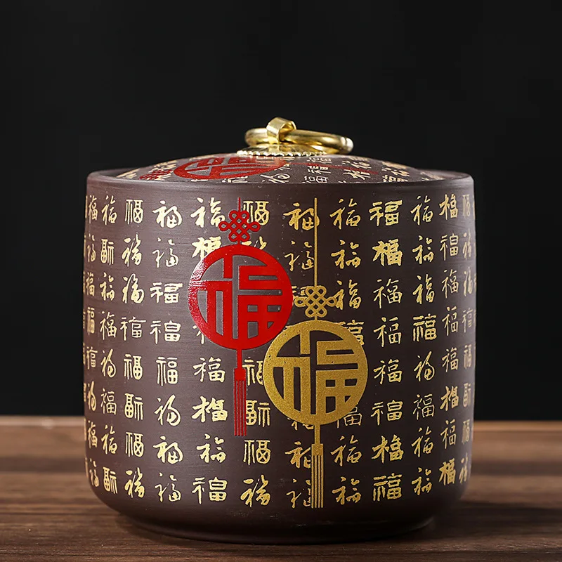 Chinese-style Fu Ceramic Storage Jar Cylindrical Sealed Tea Coffee Candy Tank with Lid Gold-plated Moisture-proof Storage Jar
Chinese-style Fu Ceramic Storage Jar Cylindrical Sealed Tea Coffee Candy Tank with Lid Gold-plated Moisture-proof Storage Jar