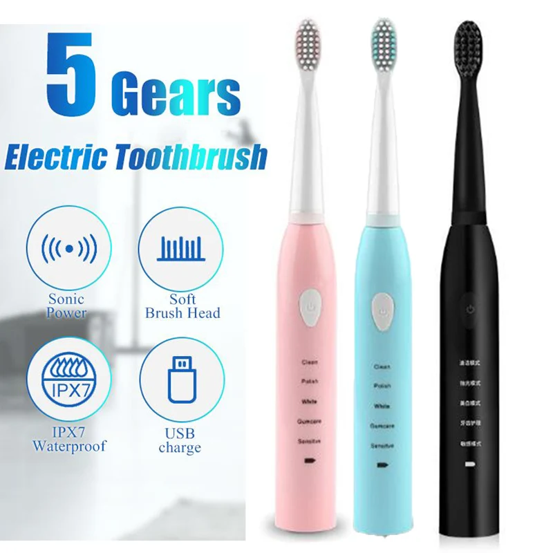 Super Sonic Electric Toothbrush for Adults Kid Smart Timer Whitening IPX7 Waterproof USB Charging with 3 Replaceable Brush Heads
Super Sonic Electric Toothbrush for Adults Kid Smart Timer Whitening IPX7 Waterproof USB Charging with 3 Replaceable Brush Heads