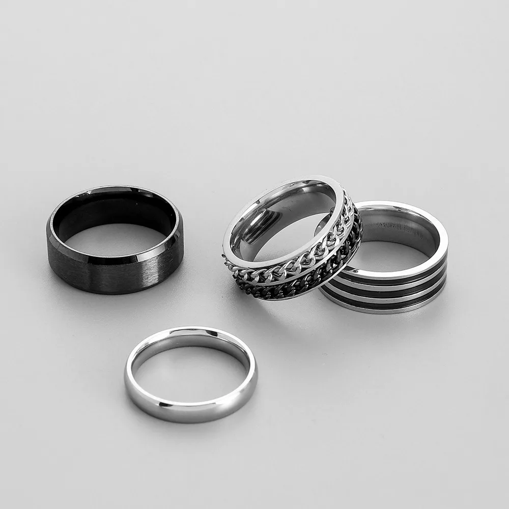 Fashion Hip Hop Rock Unisex Finger Ring For Man 4pcs/set Unisex Punk Cool Titanium Steel Rotatable Rings Jewelr Accessories
Fashion Hip Hop Rock Unisex Finger Ring For Man 4pcs/set Unisex Punk Cool Titanium Steel Rotatable Rings Jewelr Accessories