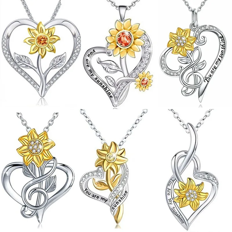 Creative Micro Setting Necklace Gold Silver Sunflower Heart Lettering Zircon Pendant Women Party Jewelry
Creative Micro Setting Necklace Gold Silver Sunflower Heart Lettering Zircon Pendant Women Party Jewelry