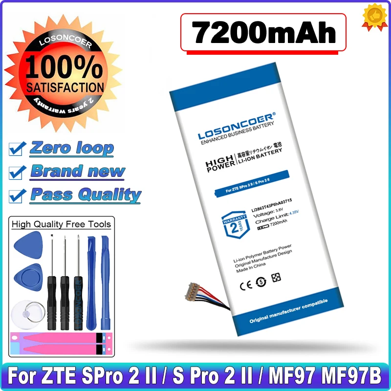 LOSONCOER 7200mAh Li3863T43P6hA03715 Battery For ZTE SPro 2 II / S Pro 2 II / MF97 MF97B MF97V MF97G Acumulator 6 Wire Projector
LOSONCOER 7200mAh Li3863T43P6hA03715 Battery For ZTE SPro 2 II / S Pro 2 II / MF97 MF97B MF97V MF97G Acumulator 6 Wire Projector