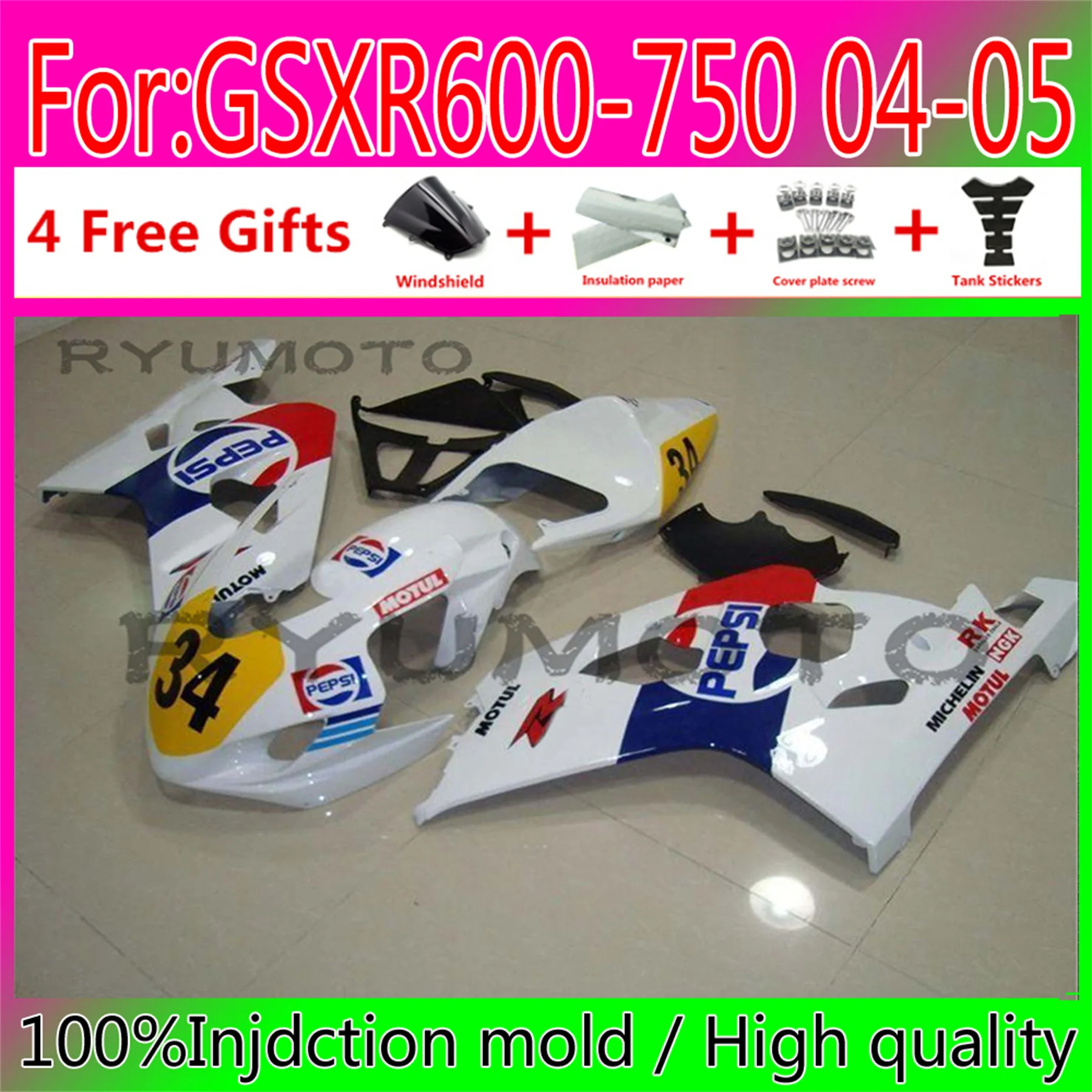New ABS Motorcycle Injection Mold Fairing For Suzuki GSXR600 GSXR750 GSXR 600 750 K4 2004 2005 04 05 Fairings
New ABS Motorcycle Injection Mold Fairing For Suzuki GSXR600 GSXR750 GSXR 600 750 K4 2004 2005 04 05 Fairings
