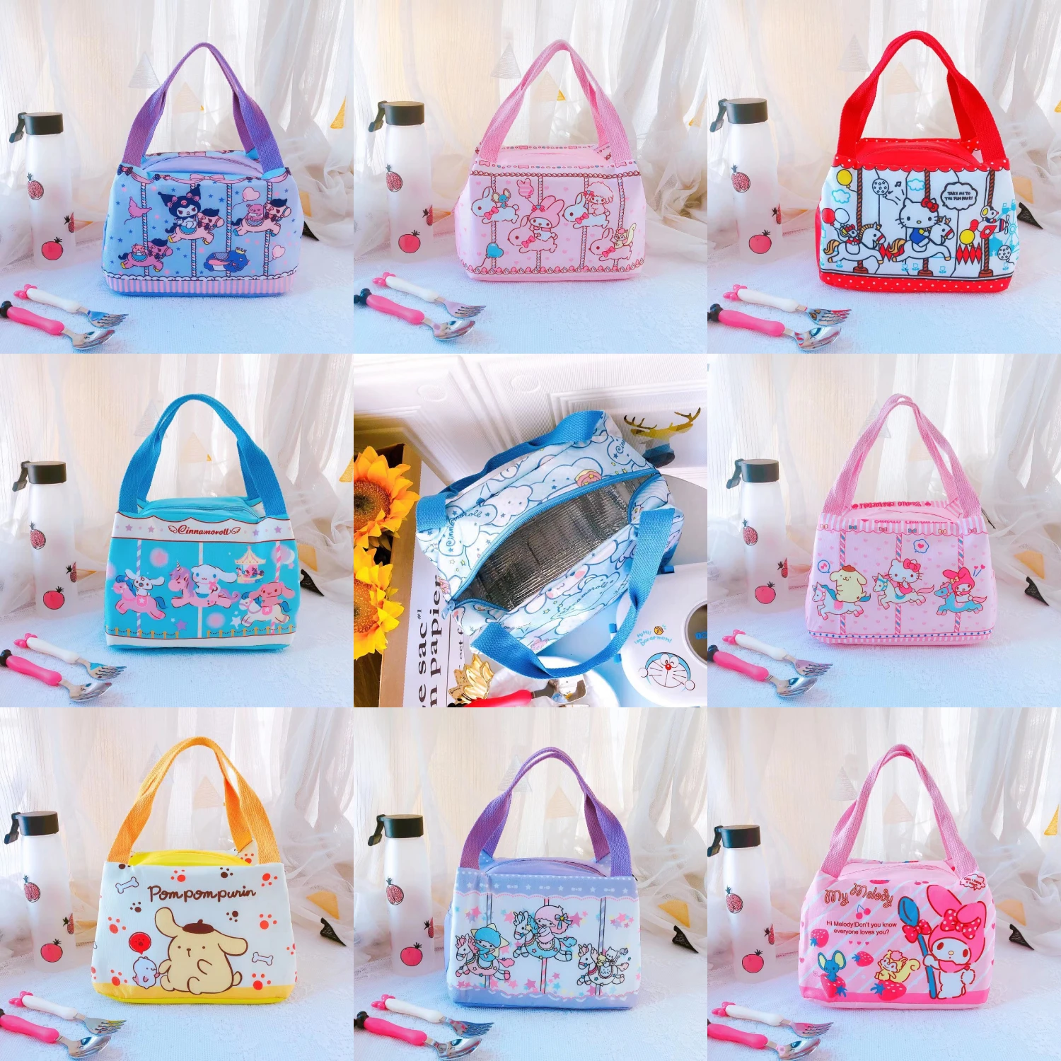 Kawaii Sanrios Cinnamonroll Kuromi My Melody KT cat Cartoon Picnic Insulated Cooler Bags Travel Thermal Child Lunch Box Totes
Kawaii Sanrios Cinnamonroll Kuromi My Melody KT cat Cartoon Picnic Insulated Cooler Bags Travel Thermal Child Lunch Box Totes