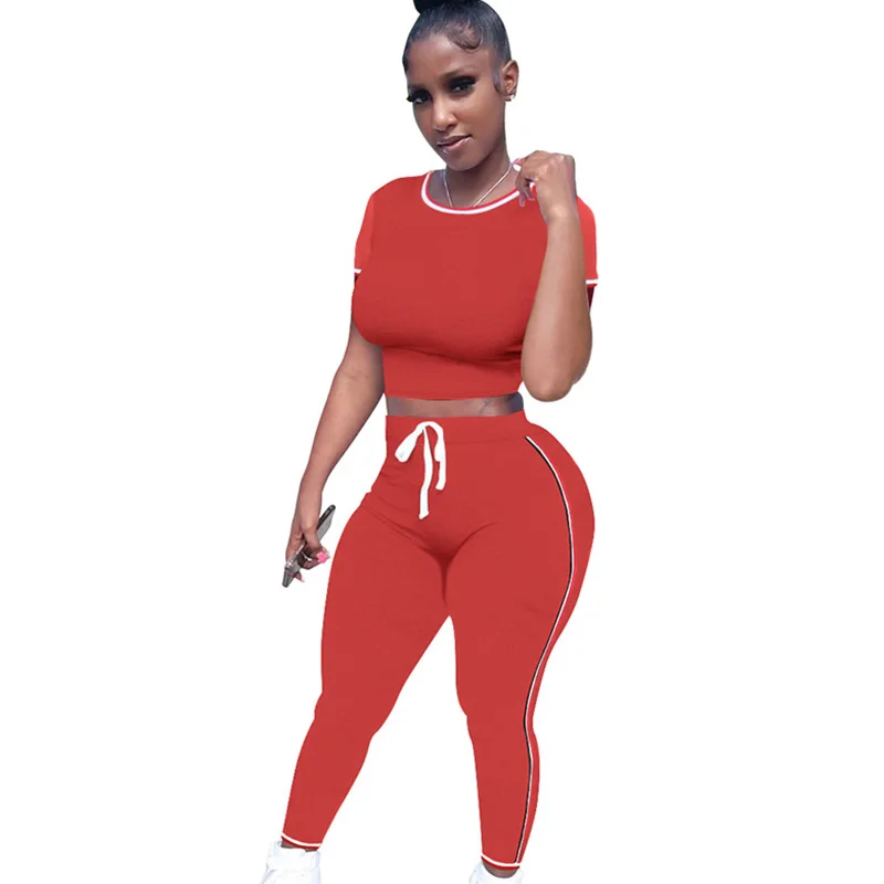 Cotton Striped Casual Two Piece Set Women Tracksuit Short Sleeve Crop Top and Sweatpants Sporty Fitness Workout Sweatsuit Woman
Cotton Striped Casual Two Piece Set Women Tracksuit Short Sleeve Crop Top and Sweatpants Sporty Fitness Workout Sweatsuit Woman