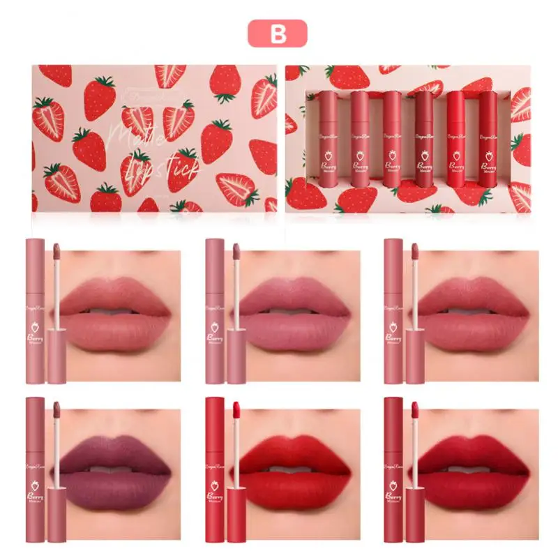 

6PCS Matte Waterproof Non-marking Lipstick Velvet Matte Lip Glaze Moisturizing Lips Makeup Cosmetic Long Lasting Lipsticks