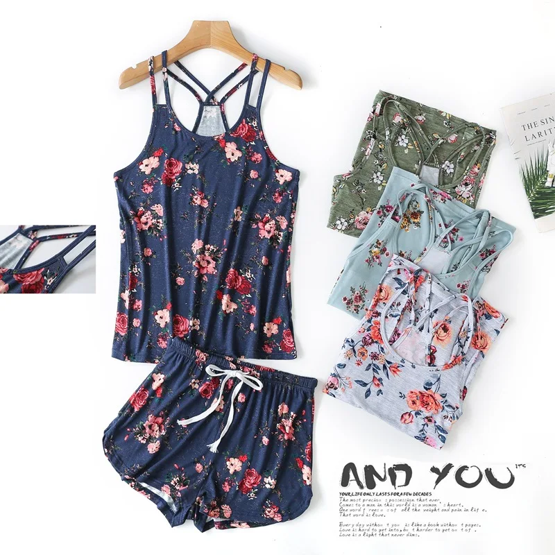 Summer Pajama Set Modal Stretch Sexy Suspenders Ladies Loungewear Sleeveless Vest + Shorts Women's Pajamas Home Sexy Sleepwear
Summer Pajama Set Modal Stretch Sexy Suspenders Ladies Loungewear Sleeveless Vest + Shorts Women's Pajamas Home Sexy Sleepwear