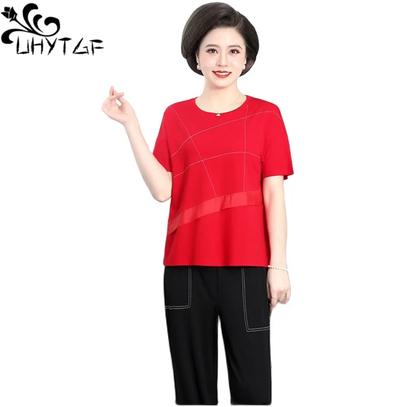 UHYTGF Summer Two Piece Set Women Short-Sleeved T-Shirt Thin 4XL Tracksuit Loose Size Suit Womens Middle-Aged Elderly Mothers 32
UHYTGF Summer Two Piece Set Women Short-Sleeved T-Shirt Thin 4XL Tracksuit Loose Size Suit Womens Middle-Aged Elderly Mothers 32