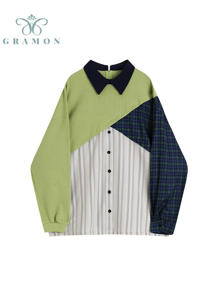 Fashion Autumn Lapel Shirts Women Casual Long Sleeve Loose Buttons Oversize Blouse Streetwear Vintage Top Woman Contrast Clothes
Fashion Autumn Lapel Shirts Women Casual Long Sleeve Loose Buttons Oversize Blouse Streetwear Vintage Top Woman Contrast Clothes