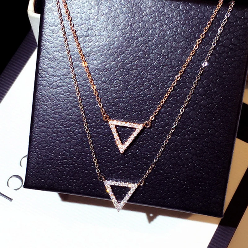 Korean Fashion Design Simple Triangle Women Necklace Rose Gold Thin Chain Elegant Popular Zircon Choker Pendant Accessories Gift
Korean Fashion Design Simple Triangle Women Necklace Rose Gold Thin Chain Elegant Popular Zircon Choker Pendant Accessories Gift