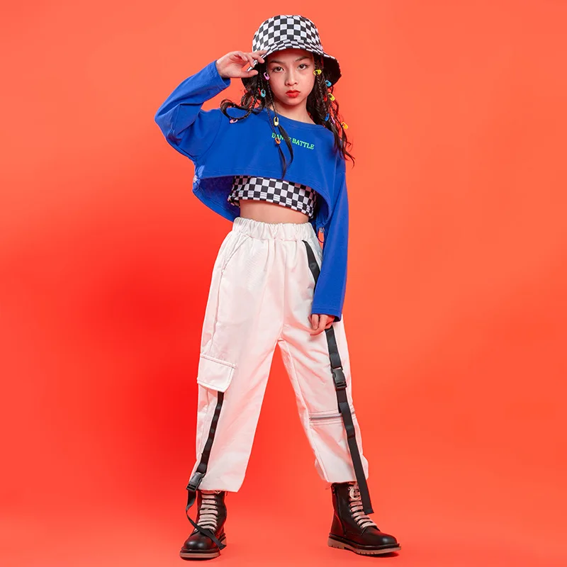 Girls Hip Hop Clothing Blue Tops Long Sleeve Sweatshirt White Hip Hop Pants for Kids Modern Dancing Clothes Streetwear Costume
Girls Hip Hop Clothing Blue Tops Long Sleeve Sweatshirt White Hip Hop Pants for Kids Modern Dancing Clothes Streetwear Costume