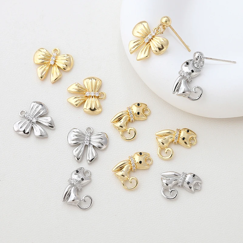 Gold-plated niche bow cat pendant DIY handmade jewelry bracelet necklace earrings accessories materials
Gold-plated niche bow cat pendant DIY handmade jewelry bracelet necklace earrings accessories materials