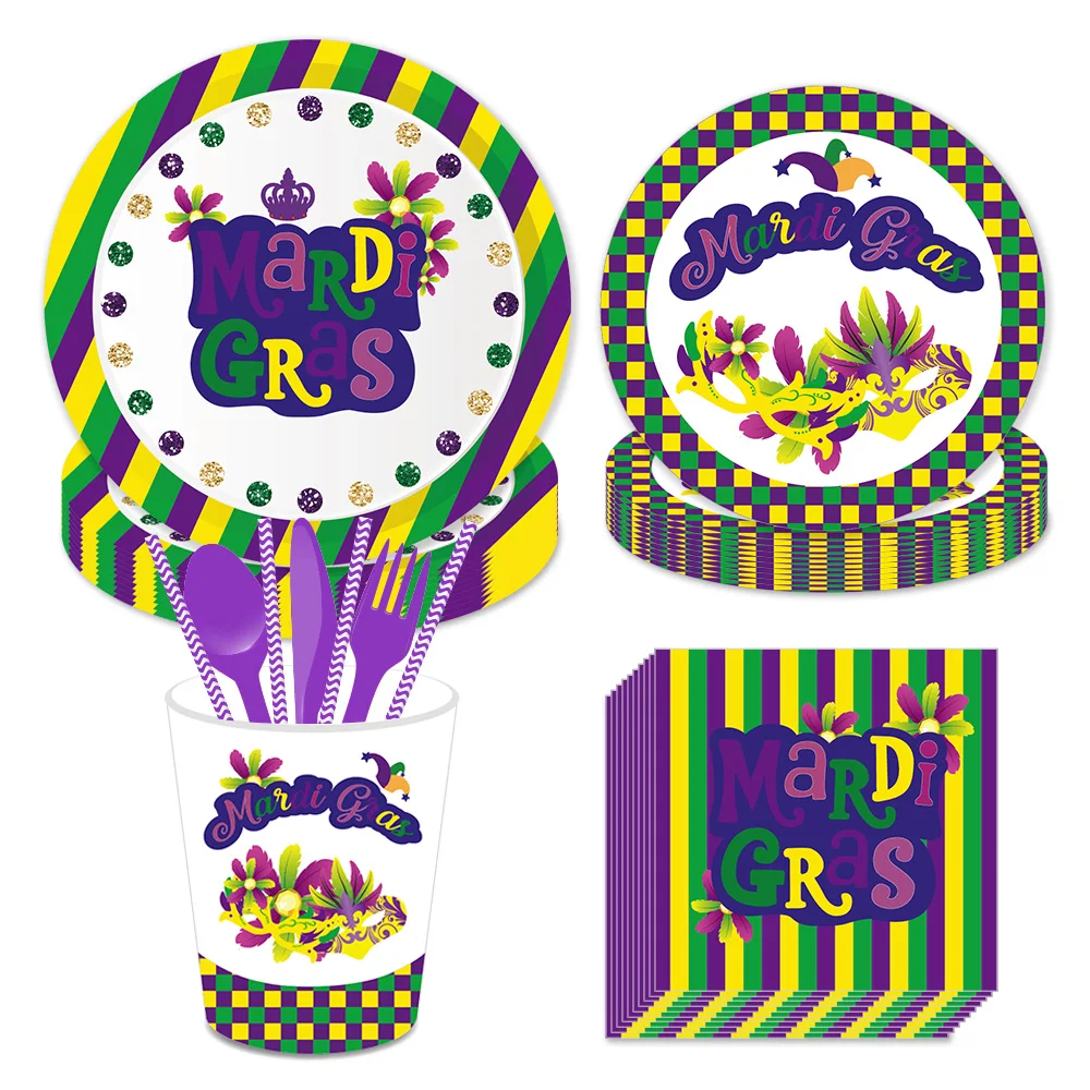 Cartoon Mardi Gras Mask Carnival Happy Birthday Party Disposable Tableware Sets Plates Cup Napkins Baby Shower Party Decorations
Cartoon Mardi Gras Mask Carnival Happy Birthday Party Disposable Tableware Sets Plates Cup Napkins Baby Shower Party Decorations