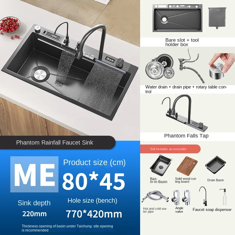 Кухонная раковина с водопадом из нержавеющей стали с тиснением, большая бытовая раковина с одним слотом для овощей, раковина для мытья посуды, левая сторона, дренаж 
Кухонная раковина с водопадом из нержавеющей стали с тиснением, большая бытовая раковина с одним слотом для овощей, раковина для мытья посуды, левая сторона, дренаж