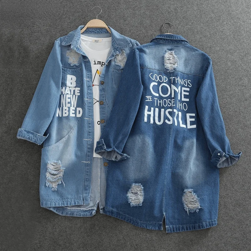 Women Denim Jackets Women Spring Turn Down Collar Hole Long Sleeve Casual Denim Jacket Women Jeans Coat Outerwear Plus Size 8xl
Women Denim Jackets Women Spring Turn Down Collar Hole Long Sleeve Casual Denim Jacket Women Jeans Coat Outerwear Plus Size 8xl