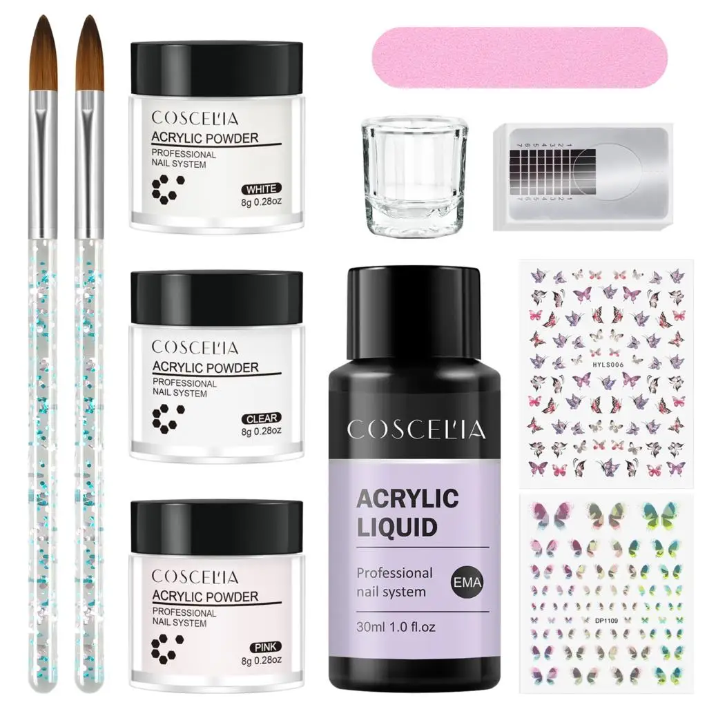 Coscelia Acrylic Nail Starter Kit Acrylic Powder And Liquid Nail Brush Tips DIY Art Tools Design Professional Manicure Set
Coscelia Acrylic Nail Starter Kit Acrylic Powder And Liquid Nail Brush Tips DIY Art Tools Design Professional Manicure Set