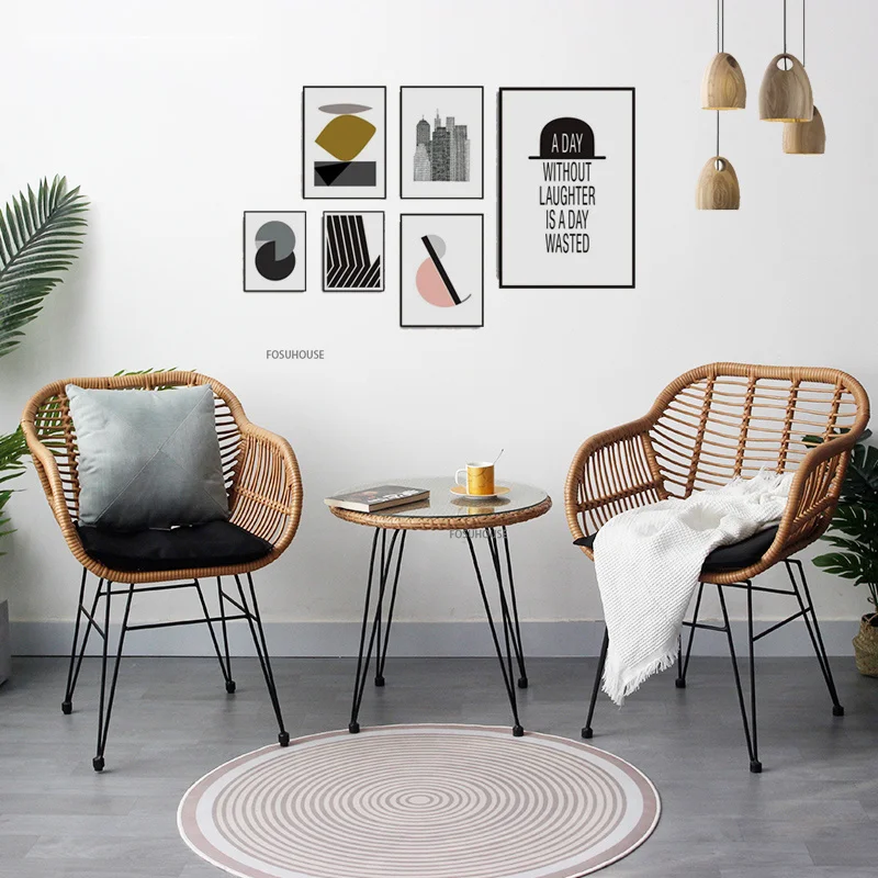 Nordic Outdoor Chair Home Furniture Balcony Rattan Chair Leisure Garden Courtyard Beach Chairs Creative Backrest Dining Chair
Nordic Outdoor Chair Home Furniture Balcony Rattan Chair Leisure Garden Courtyard Beach Chairs Creative Backrest Dining Chair
