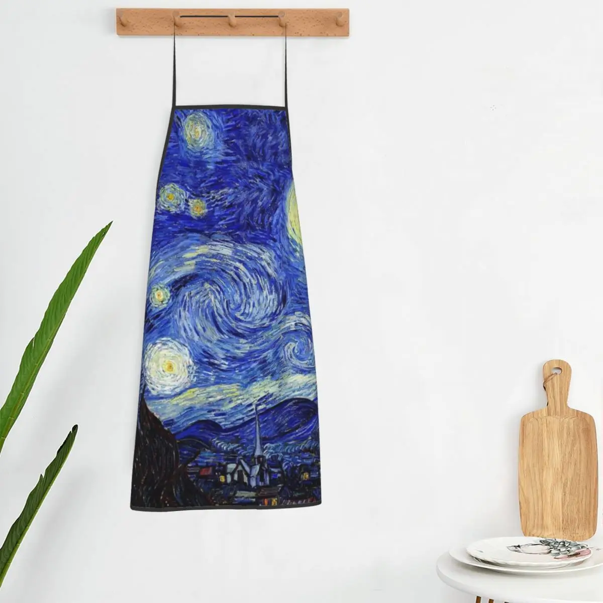 

Classic Starry Night Apron Van Gogh Inspired Cleaning Fashion Kitchen Accessories Barber Barbecue Aprons without Pocket