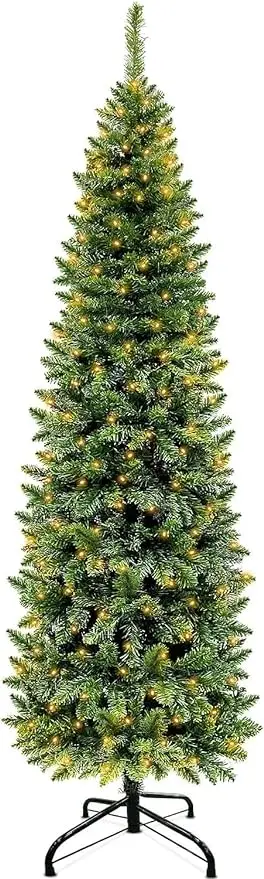 6.5 Ft Christmas Tree 250 LED Warm Lights, Christmas Decoration 826 Branch Tips Premium Hinged Artificial Pencil Xmas Tree Metal
6.5 Ft Christmas Tree 250 LED Warm Lights, Christmas Decoration 826 Branch Tips Premium Hinged Artificial Pencil Xmas Tree Metal