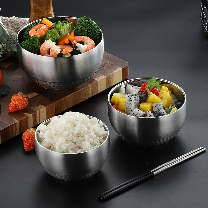 Kitchen 304 Stainless Steel Bowl Double Layer Korean Style Soup Rice Bowl Anti-Scalding Salad Ramen Food Containers Cookware
Kitchen 304 Stainless Steel Bowl Double Layer Korean Style Soup Rice Bowl Anti-Scalding Salad Ramen Food Containers Cookware