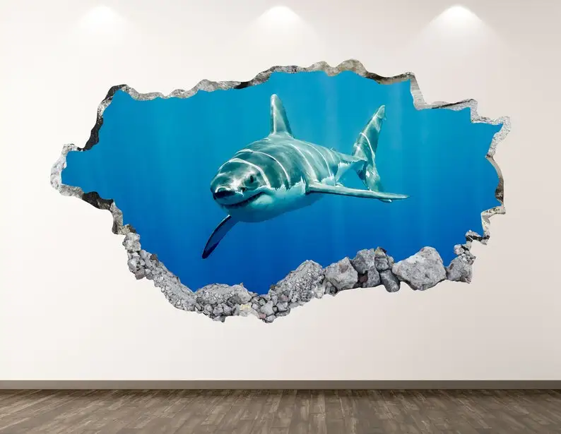 Shark Wall Decal - Ocean Animal 3D Smashed Wall Art Sticker Kids Decor Vinyl Home Poster Custom Gift KD11
Shark Wall Decal - Ocean Animal 3D Smashed Wall Art Sticker Kids Decor Vinyl Home Poster Custom Gift KD11