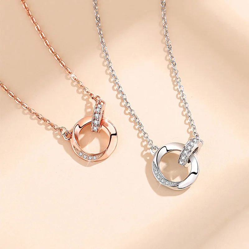 Fashion Luxury Necklace Imitation Diamond Mobius Double Ring Neck Chain Women's Ins Style Geometric Round Pendant Collar
Fashion Luxury Necklace Imitation Diamond Mobius Double Ring Neck Chain Women's Ins Style Geometric Round Pendant Collar