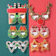 크리스마스 종이 안경 산타 클로스 눈사람 크리스마스 사진 소품 크리스마스 장식 2023, 가정용 Navidad Natal Noel 새해 2024