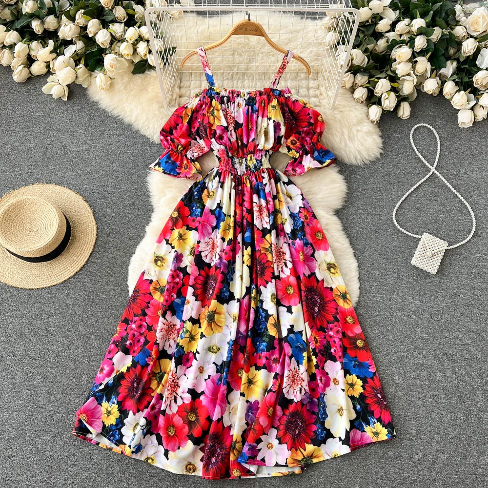 2022 Summer New Fashion Ins Women's Sexy Slash Neck Vintage Rose Printed Short Sleeve Elastic Waist Dress Vestidos De Mujer E782
2022 Summer New Fashion Ins Women's Sexy Slash Neck Vintage Rose Printed Short Sleeve Elastic Waist Dress Vestidos De Mujer E782