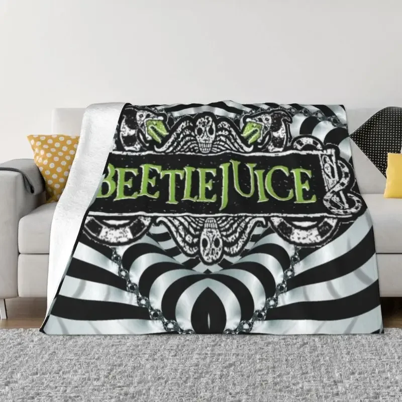 

Ужасный Диванный флисовый плед от Beetlejuice, теплое Фланелевое покрывало на Хэллоуин, одеяла из фильма ужасов для спальни, путешествий, покрывала на диван