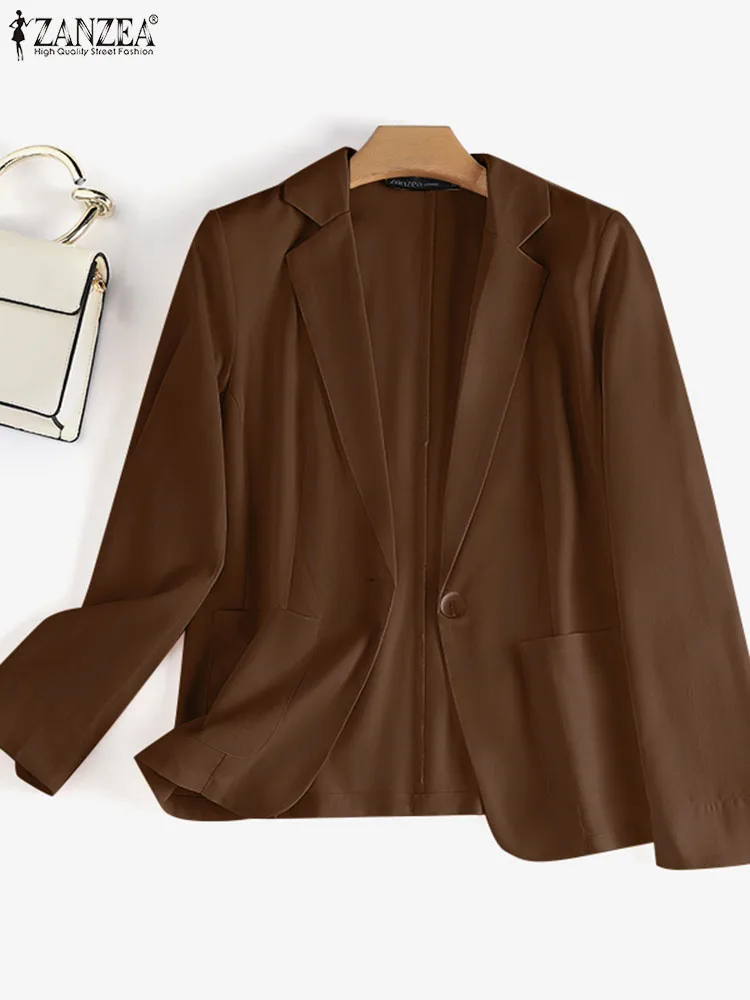 Women Elegant Long Sleeve Single Breasted Coat ZANZEA Casual Sheer Suit Outwears Blazer 2023 Turn-down Collar Blazer Oversized
Women Elegant Long Sleeve Single Breasted Coat ZANZEA Casual Sheer Suit Outwears Blazer 2023 Turn-down Collar Blazer Oversized