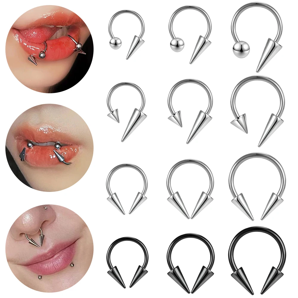 16G Cone Septum Ring Stainless Steel Horseshoe Nose Piercing Spike Lip Rings Black Color Tragus Helix Earring Body Jewelry
16G Cone Septum Ring Stainless Steel Horseshoe Nose Piercing Spike Lip Rings Black Color Tragus Helix Earring Body Jewelry