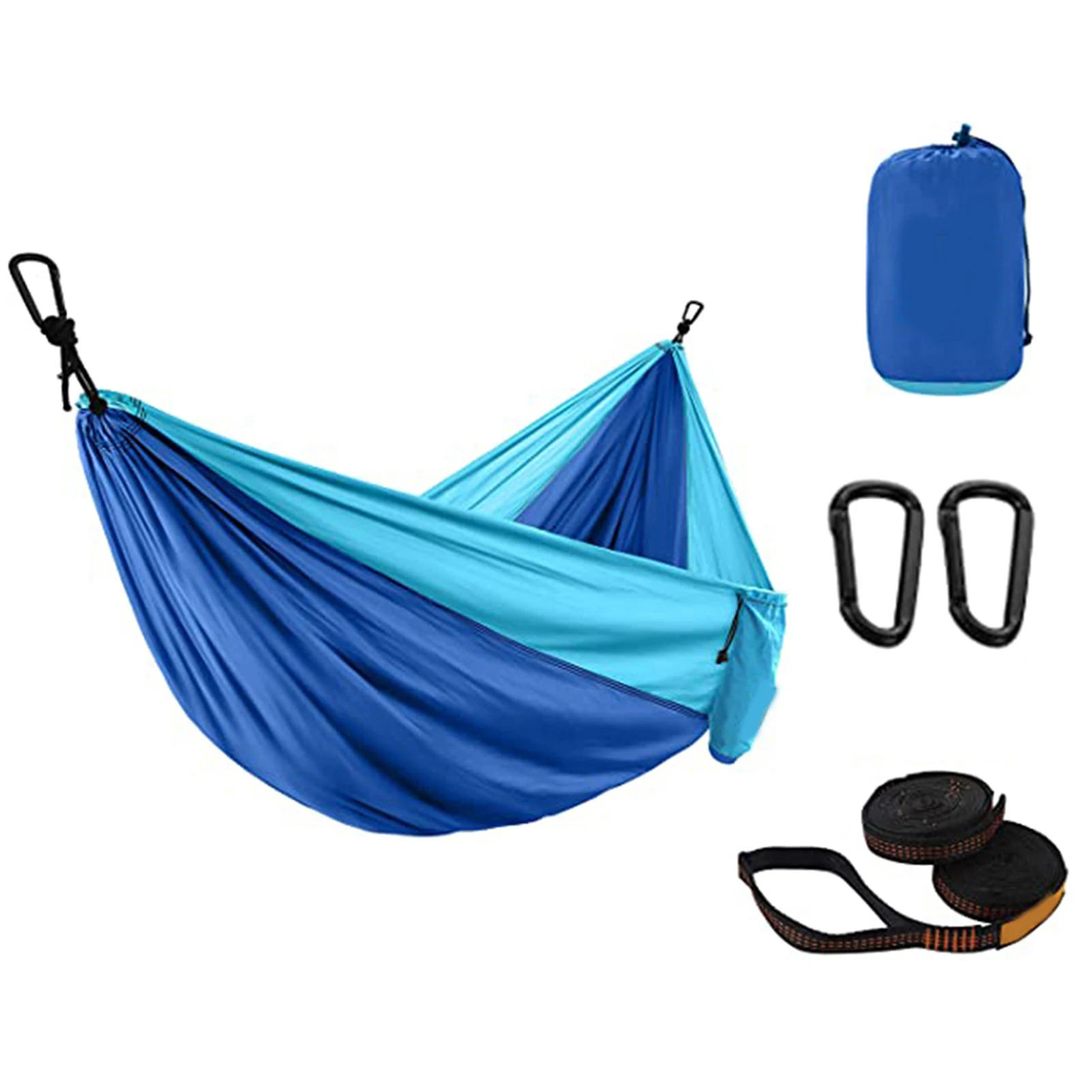 

Outdoor Camping Hammock Soft Nylon Fabric Safe Sturdy Blue Hammock for Fishing Lawn Garden