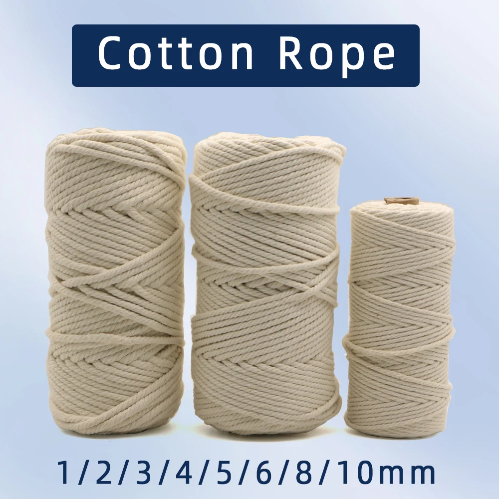 

1mm3mm 4mm 5mm 6mm 8mm Macrame Rope Twisted String Cotton Cord For Handmade Natural Beige Rope DIY Home Wedding Accessories Gift