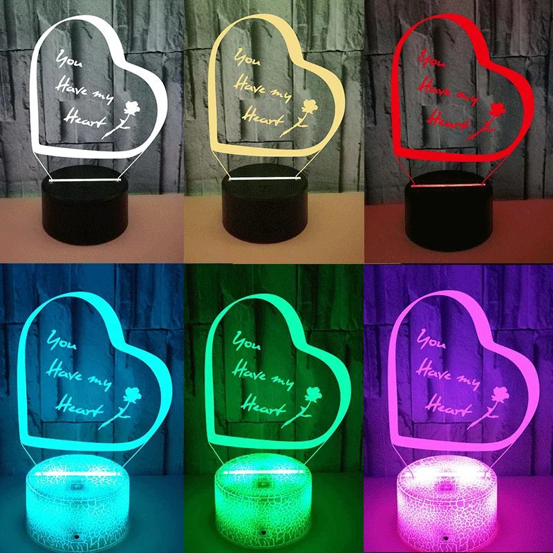 Heart-shaped Acrylic 3D Lamp Valentine's Day Gift Bedside Lamp Decoration Remote Control Replace 16 Colors
Heart-shaped Acrylic 3D Lamp Valentine's Day Gift Bedside Lamp Decoration Remote Control Replace 16 Colors