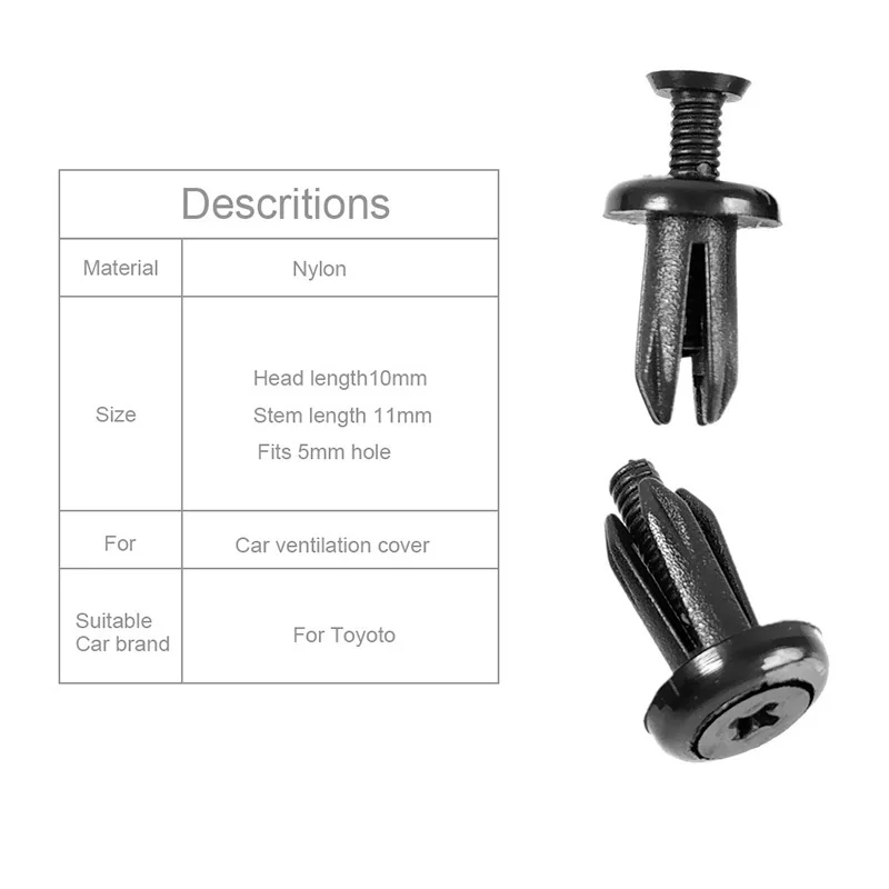 

50Pcs 5mm Car Nylon Clips Fastener Auto Ventilated Cover Plat Fender Bumper Retainers Rivets For All Cars Clip Set