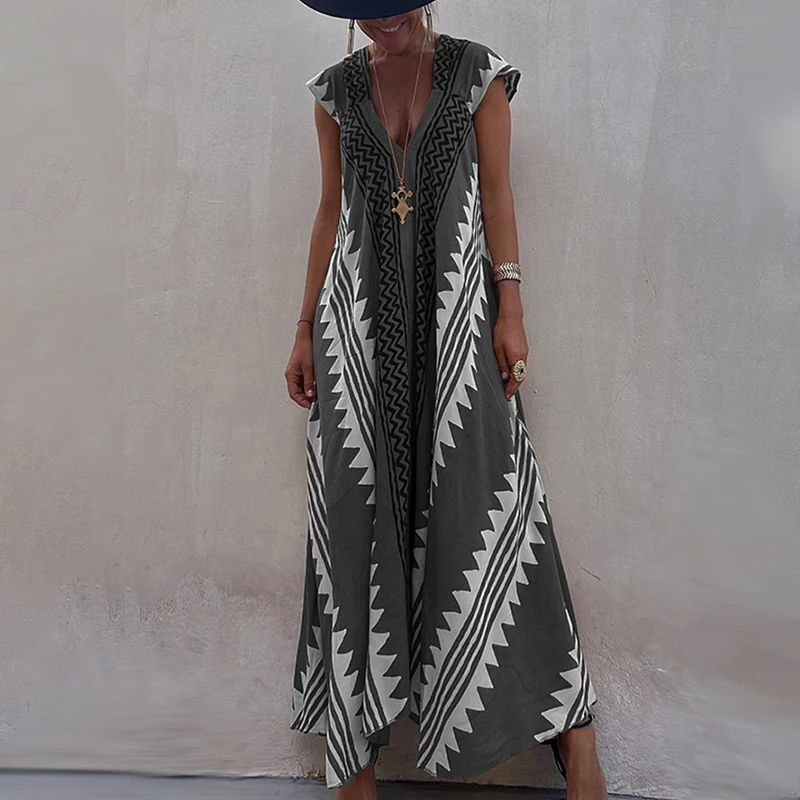 Vintage Women Geometry Printed Long Dresses Summer V Neck Short Sleeve Loose Beach Dress Holiday Beach Maxi Dress Vestido Playa
Vintage Women Geometry Printed Long Dresses Summer V Neck Short Sleeve Loose Beach Dress Holiday Beach Maxi Dress Vestido Playa