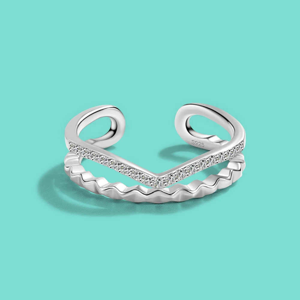 925 Sterling Silver Ring Unisex Unique Design Wave Shape Zircon Inlay Double Layer Open Rings Women Man All Match Кольцо
925 Sterling Silver Ring Unisex Unique Design Wave Shape Zircon Inlay Double Layer Open Rings Women Man All Match Кольцо
