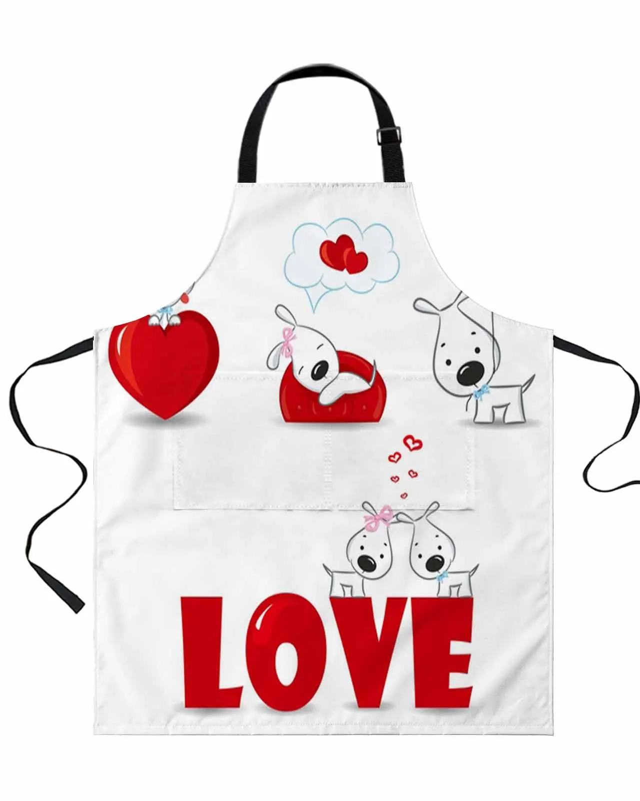 

Фартук с воздушными шарами в форме красного сердца и мультяшной собаки, водонепроницаемый, без рукавов, с защитой от жира, полезные вещи для кухни, для мужчин и женщин, домашняя одежда для работы
